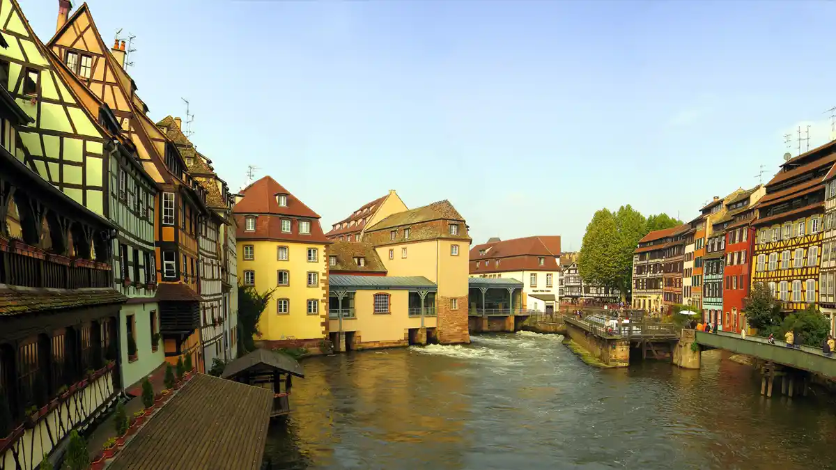 Half-timbered houses on the canal in Petite France, Strasbourg